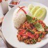 Pat kaphrao Mu  (Porc basilic Thaï ) + 1oeuf + Riz blanc