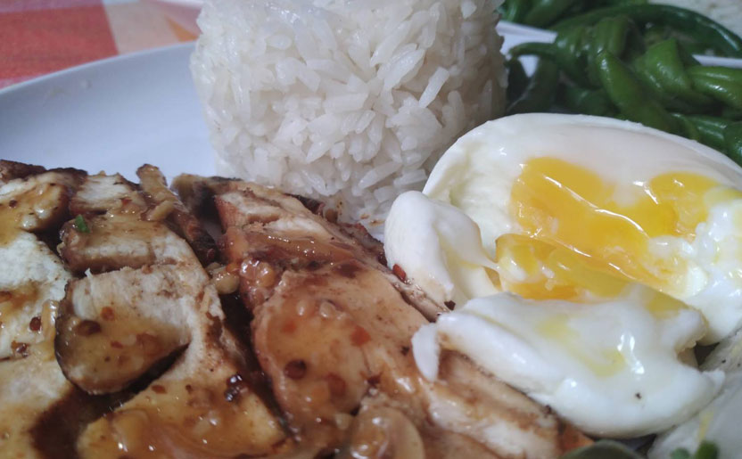 Poulet sauce Tamarin + chouchou rôti + Nouilles de riz