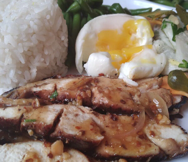 Poulet sauce Tamarin + chouchou rôti + Nouilles de riz